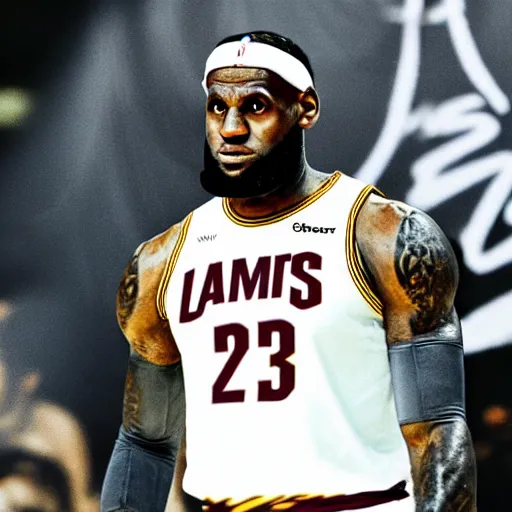 Prompt: lebron james with an afro and dreadlocks
