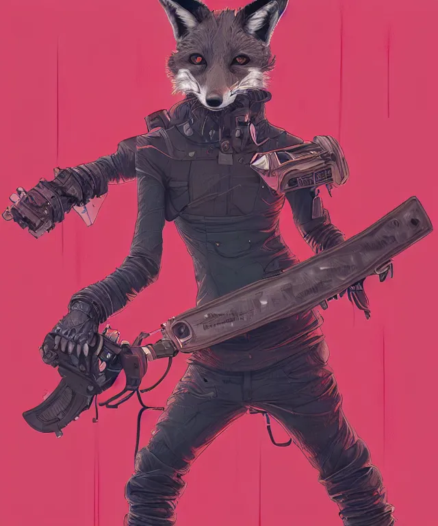 Image similar to a portrait of an anthropomorphic cyberpunk fox holding a chainsaw, fantasy, elegant, digital painting, artstation, concept art, matte, sharp focus, illustration, art by josan gonzalez