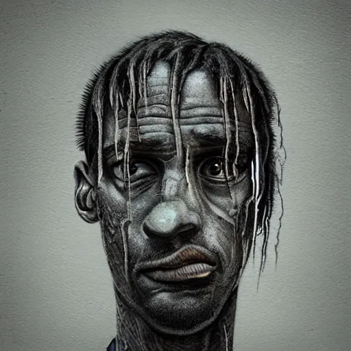 Image similar to Travis Scott, artwork by Antón Semenov,