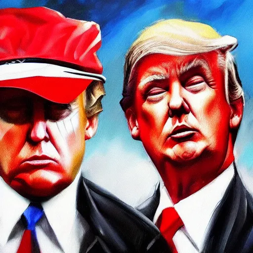 Prompt: fbi agents arresting donald trump, oil painting, in the style of artstation