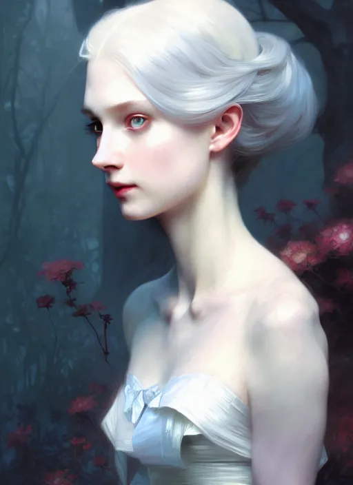 Image similar to character concept portrait of Alice in Wonderland, pale skin, intricate, elegant, digital painting, concept art, smooth, sharp focus, illustration, from Metal Gear, by Ruan Jia and Mandy Jurgens and William-Adolphe Bouguereau, Artgerm