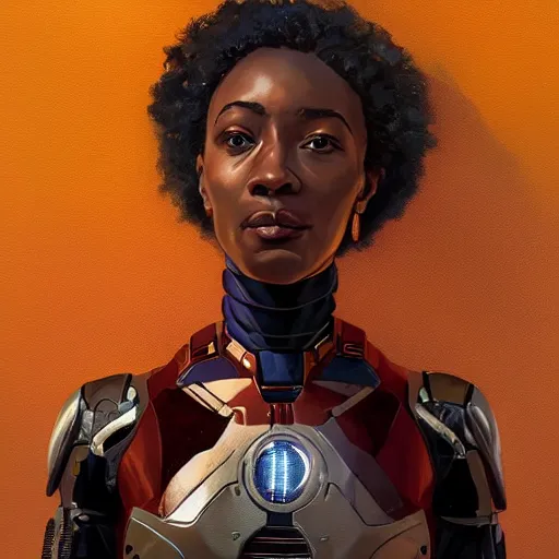 Image similar to highly detailed an african american woman in with the ironman suit from the future gta v, stephen bliss, unreal engine, fantasy art by greg rutkowski, loish, rhads, ferdinand knab, makoto shinkai and lois van baarle, ilya kuvshinov, rossdraws, tom bagshaw, global illumination, radiant light, detailed and intricate environment