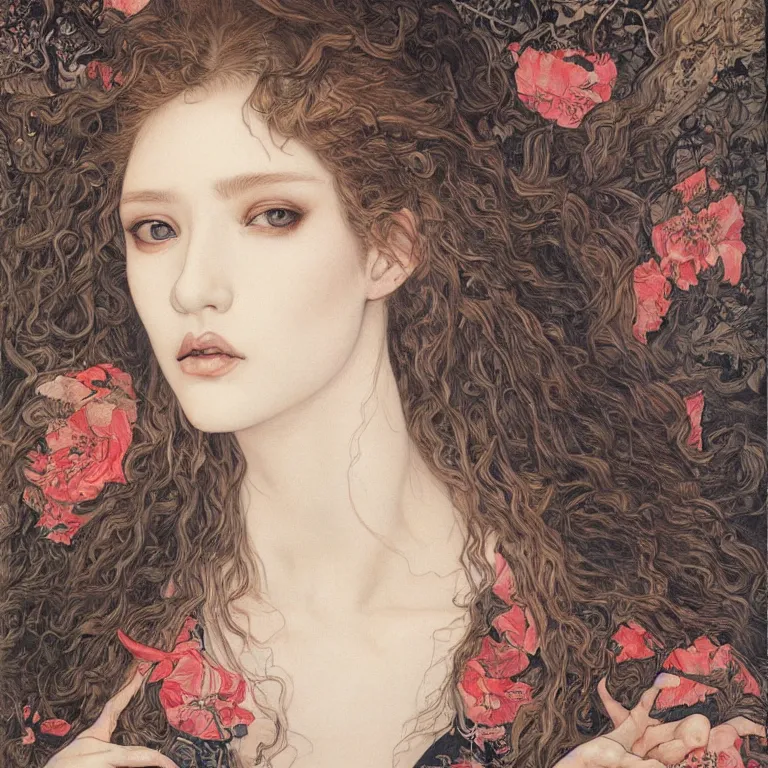 Image similar to portrait of a young woman painted by ayami kojima