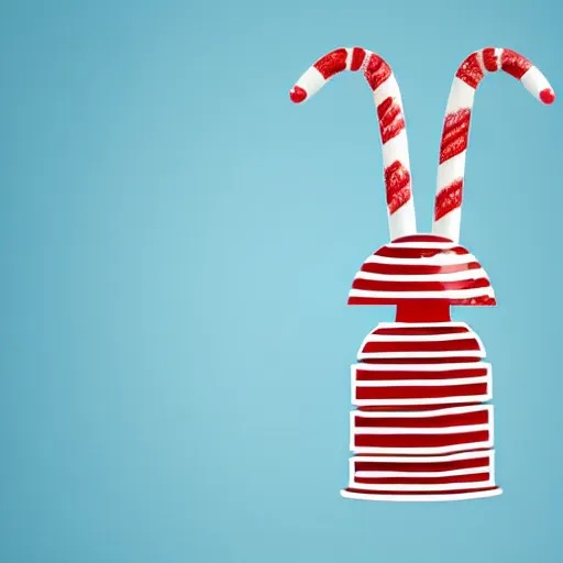 Image similar to candy cane themed dalek, realistic