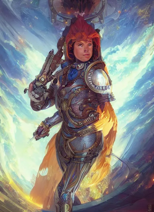 Image similar to hyper realistic photography portrait of medieval goldfish space paladin amazon cinematic, brom, moebius, peter mohrbacher, juan gimenez, james gurney, greg rutkowski comic cover artstation