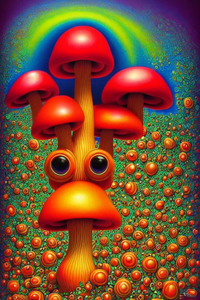 Image similar to bright colorful mushroom dog artwork symmetrical by naoto hattori
