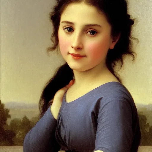 Prompt: a portrait of a beautiful young Hillary Clinton by William Bouguereau H 704