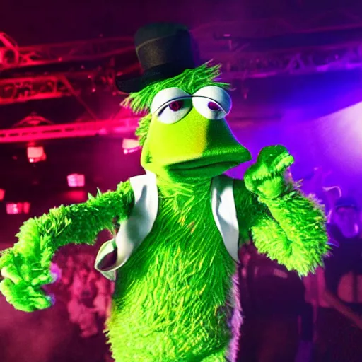 Prompt: beaker from the muppets at a rave