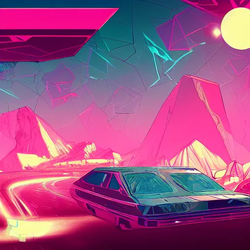 Prompt: gemstone, retrowave epic art, trending on art station