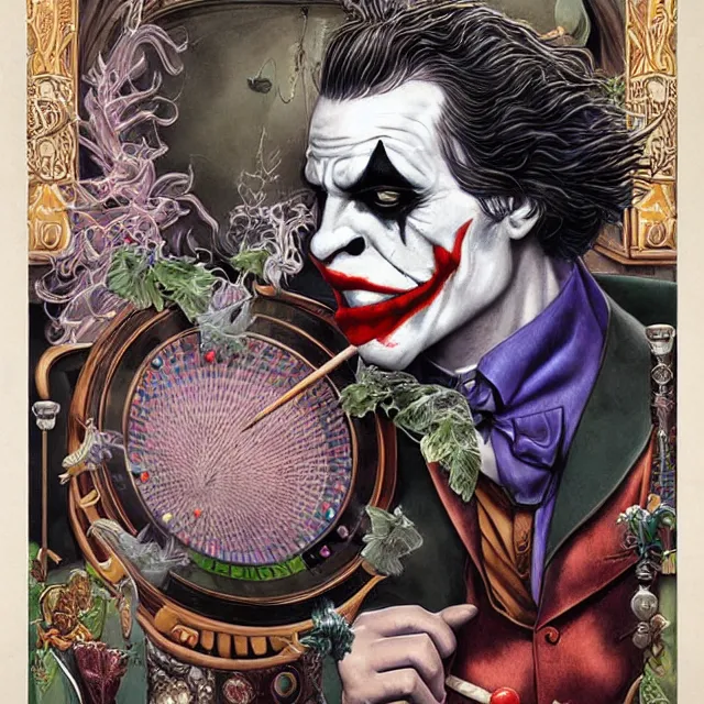 Image similar to the joker playing pool, by ernst haeckel, artgerm, james jean