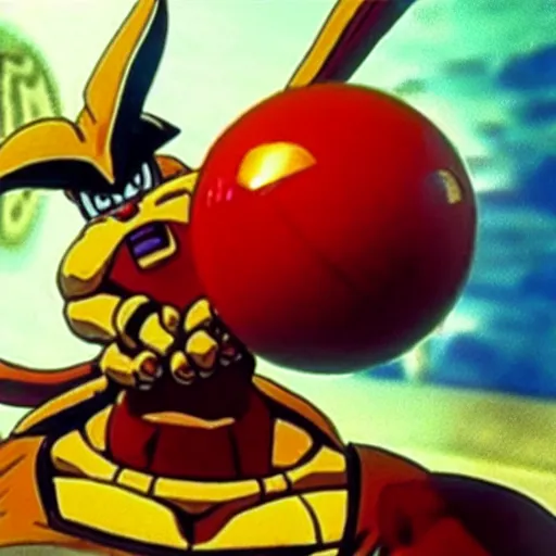 Prompt: “an animation still of an Octorok in Dragon Ball Z (1990)”