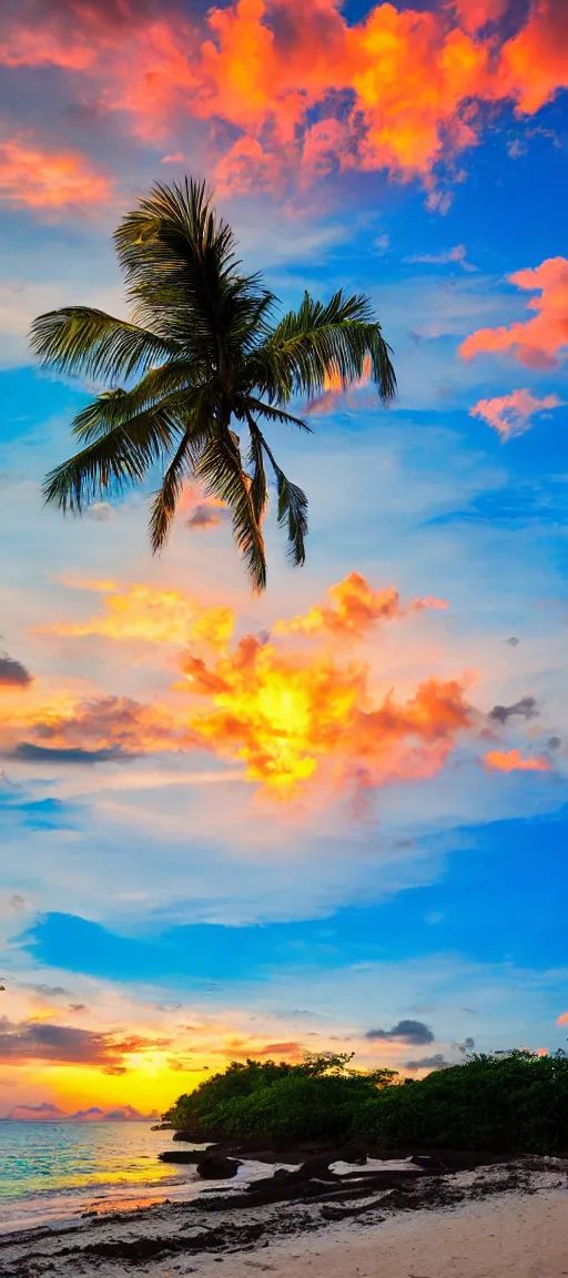 Prompt: bahamas, koh phiphi costa rica, crystal clear blue water, white sandy beach, 8 k wallpaper, stunning photography, beautiful sunset, warm, dslr