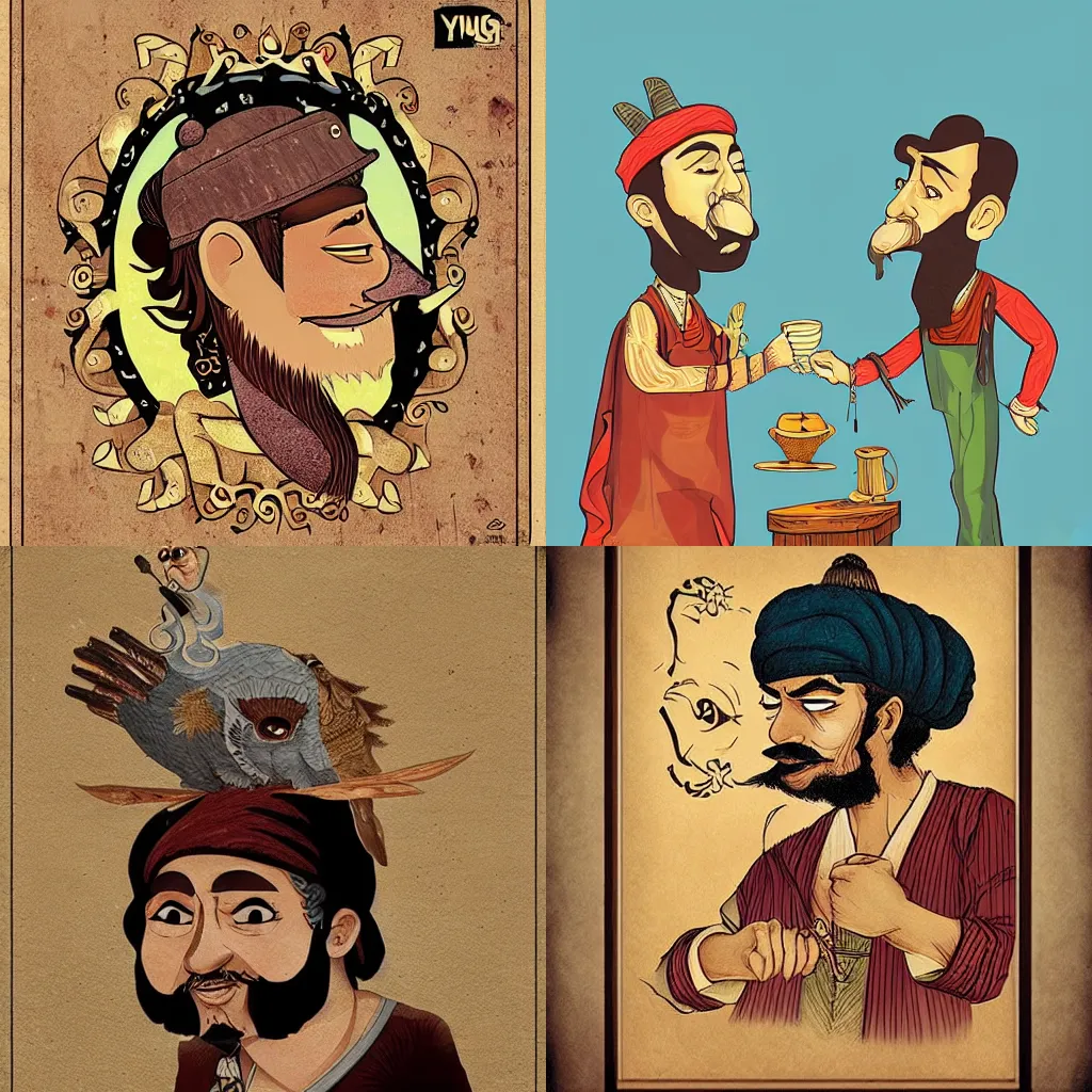 Prompt: Yung Kafa and Kücük Efendi, illustration, cartoon artstyle, artwork, illustration, cinematic, high resolution, masterpiece