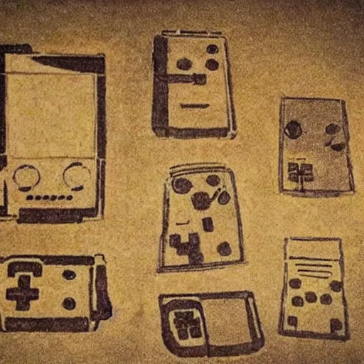 Image similar to original cave drawings of the Gameboy - estimated 600 BC