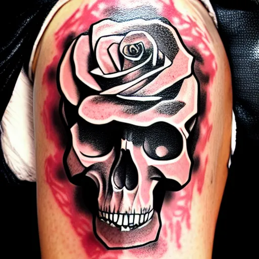 Image similar to rose n skull tattoo vector art