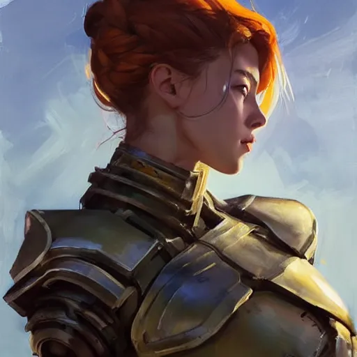 Image similar to greg manchess portrait painting of armored aloy as overwatch character, medium shot, asymmetrical, profile picture, organic painting, sunny day, matte painting, bold shapes, hard edges, street art, trending on artstation, by huang guangjian and gil elvgren and sachin teng