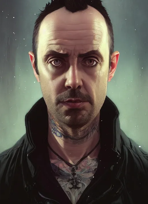 Image similar to highly detailed portrait of adam nergal darski in gta v, stephen bliss, unreal engine, fantasy art by greg rutkowski, loish, rhads, ferdinand knab, makoto shinkai and lois van baarle, artgerm, pixar, ilya kuvshinov, rossdraws, tom bagshaw, global illumination, radiant light, detailed and intricate environment