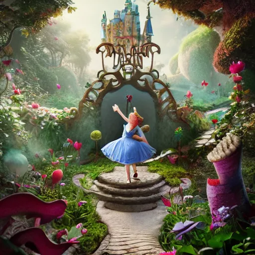 Prompt: an insanely intricate detailed beautifull 3 d render of alice in wonderland, beauty clean faces, cute detailed characters, unreal engine, octane render, redshift, 8 k resolution, cell shaded rendering, soft dramatic lighting, cinematic, subsurface scattering, anti aliashing,