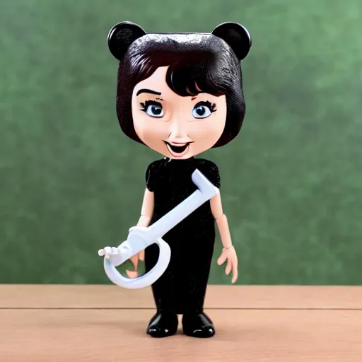 Image similar to audrey hepburn cos play bear outfit, stop motion vinyl action figure, plastic, toy, butcher billy style