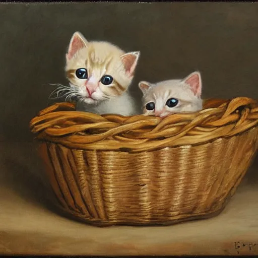 Prompt: basket of kittens bastien - lepage