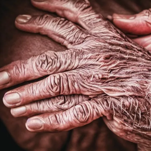 Image similar to highly detailed close up of elderly hands