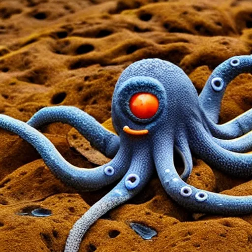 Prompt: an octopus made of lava.