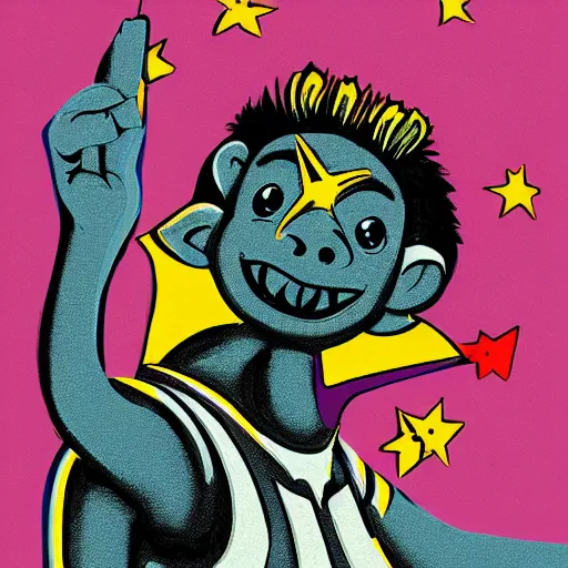 Image similar to Space monkey 50s art style