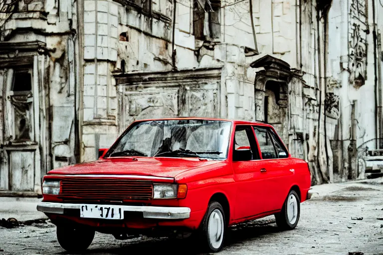 Prompt: red Lada (vaz-2108), Cinematic, 35mm