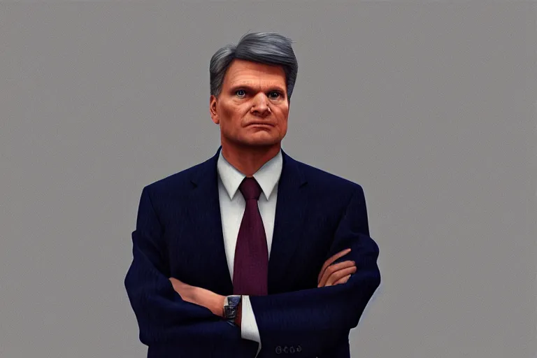 Image similar to fbi director Christopher Wray standing in trial, digital art, cgsociety, artstation