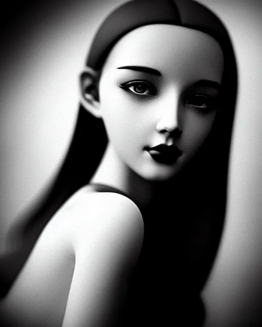 Image similar to black and white dreamy young beautiful female artificial intelligence, metropolis, cinematic, rim light, bokeh, photo - realistic, elegant, high detail, 8 k, masterpiece, photo taken in 1 9 3 0