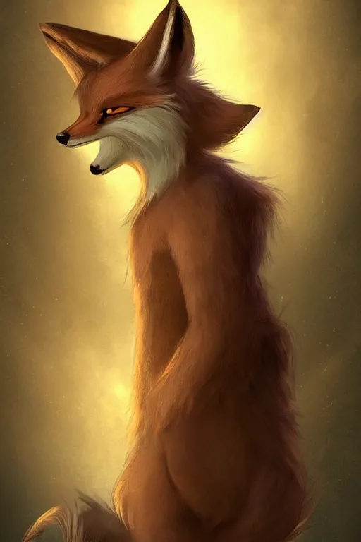 Image similar to an anthropomorphic medieval fox with a fluffy tail, backlighting, trending on artstation, digital art, furry art, trending on furaffinity, fantasy art, by kawacy