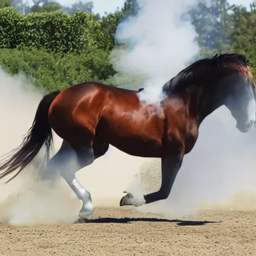 Prompt: a horse doing a burnout