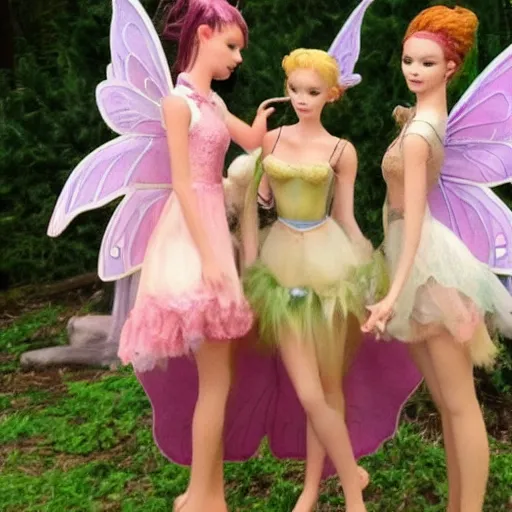 Prompt: fairy models giving a hand at one of their friends