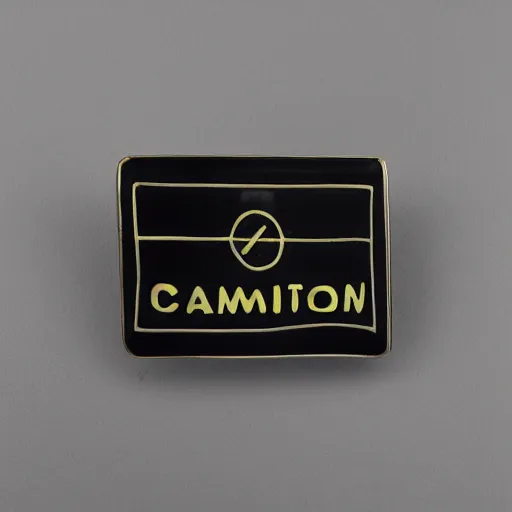 Image similar to a diamond enamel pin depicting a caution label, smooth curves