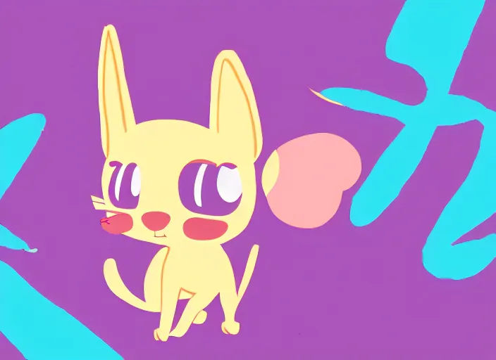 Image similar to character shape design exploration silhouette of littlest pet shop cat, minimalist mixed media layout character portrait from masaaki yuasa ( 1 9 9 7 )