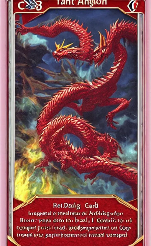 pokemon card trading fantasy card of a red dragon, Stable Diffusion