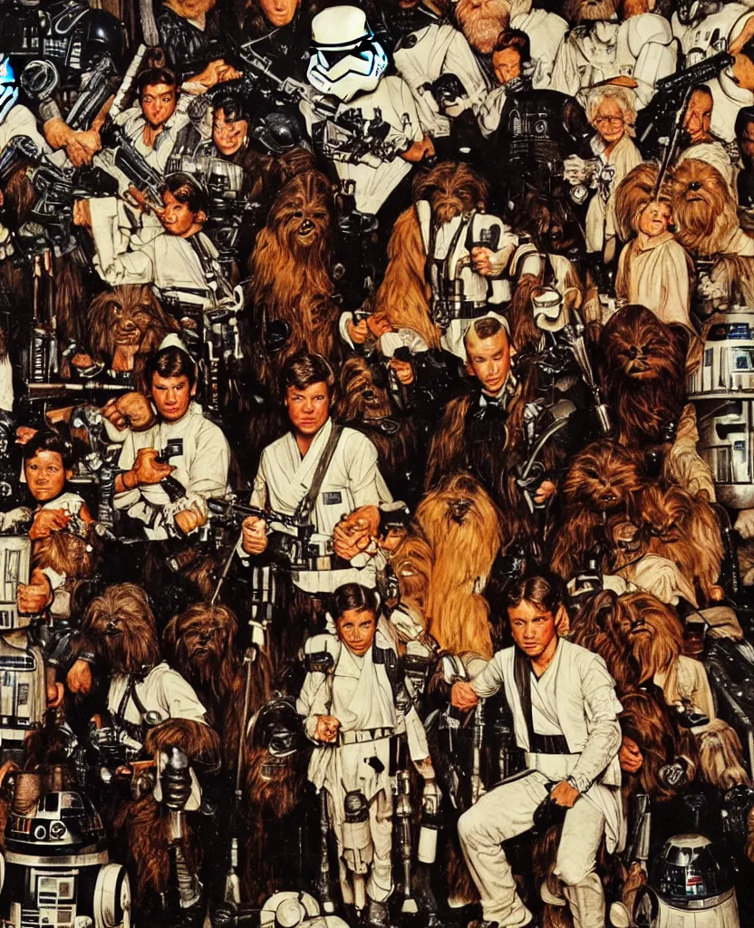 Image similar to star wars by norman rockwell, detailed painting, 8 k