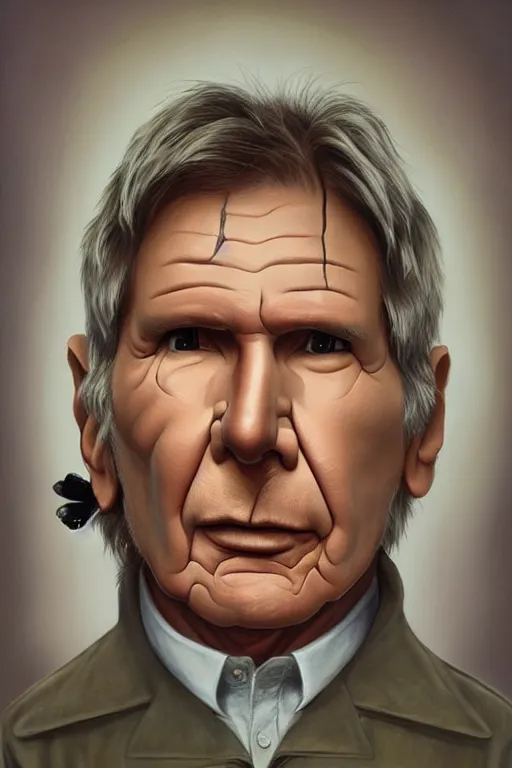 Image similar to harrison ford painted by mark ryden