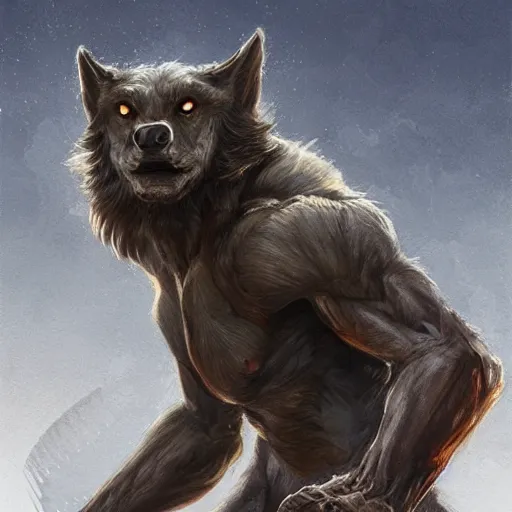 Image similar to werewolf highly sitting on the opera house at lviv, panorama, highly detailed, full body, digital painting, trending on artstation, concept art, sharp focus, illustration, art by artgerm and greg rutkowski and magali villeneuve