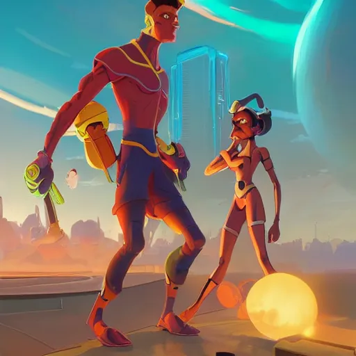 Image similar to hero world futurama, behance hd by jesper ejsing, by rhads, makoto shinkai and lois van baarle, ilya kuvshinov, rossdraws global illumination