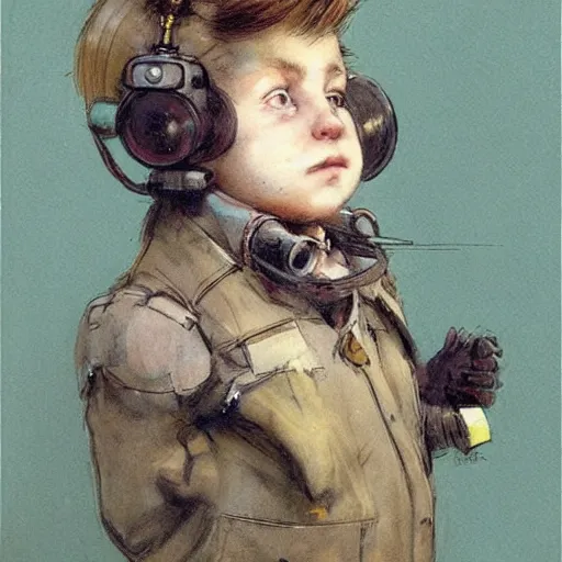 Image similar to (((((portrait of boy dressed as retro sciencepunk explorer costume . muted colors.))))) by Jean-Baptiste Monge !!!!!!!!!!!!!!!!!!!!!!!!!!!