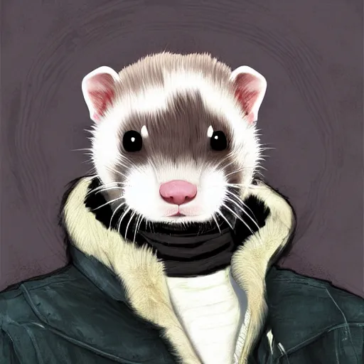 Prompt: ferret furry man, digital art high quality, jacket