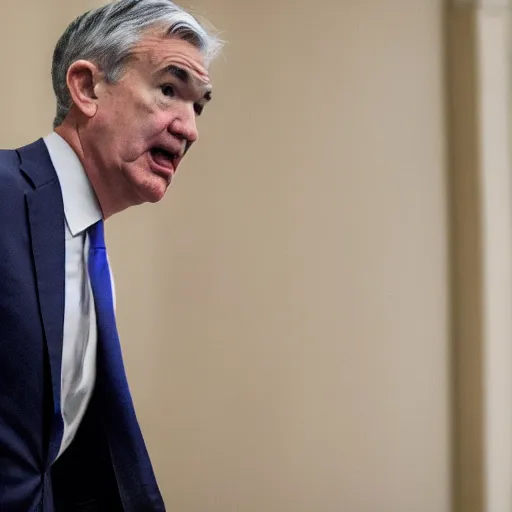 Prompt: jerome powell fighting himself in front of congress