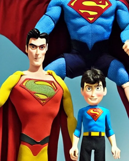 Image similar to christopher reeve ’ s superman as a highly detailed stop motion puppet, in the style of laika studios ’ s paranorman, coraline, kubo and the two strings shot in the style