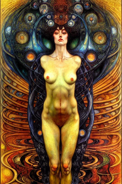 Image similar to Divine Chaos Engine by Karol Bak, Jean Delville, William Blake, Gustav Klimt, and Vincent Van Gogh, symbolist, visionary