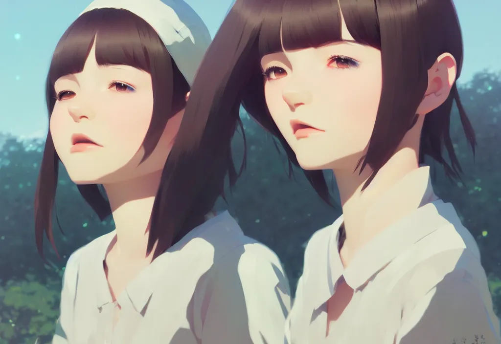 Image similar to portrait of a girl by ilya kuvshinov, cloudy sky background lush landscape illustration concept art anime key visual trending pixiv fanbox by wlop and greg rutkowski and makoto shinkai and studio ghibli