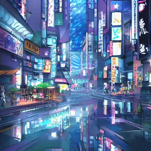 Prompt: anime style concept art of magical tokyo city, thick painting