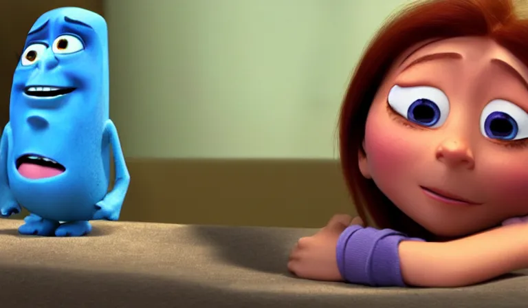 Prompt: Big Cry, tear, She's crying. Pixar Digital Movies