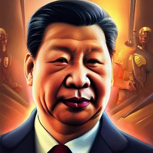 Image similar to leader of people's republic of china xi jinping as a t - 8 0 0 terminator, highly detailed, digital painting, artstation, concept art, matte, sharp focus, illustration, art by artgerm and greg rutkowski and alphonse mucha