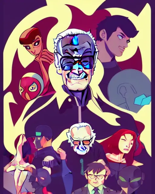 Prompt: stan lee, clean cel shaded vector art, shutterstock. by lois van baarle and artgerm and helen huang and makoto shinkai, illustration